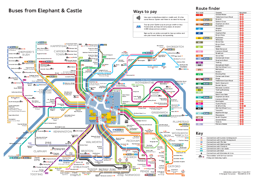 Bus Map of Elephant and Castle, London