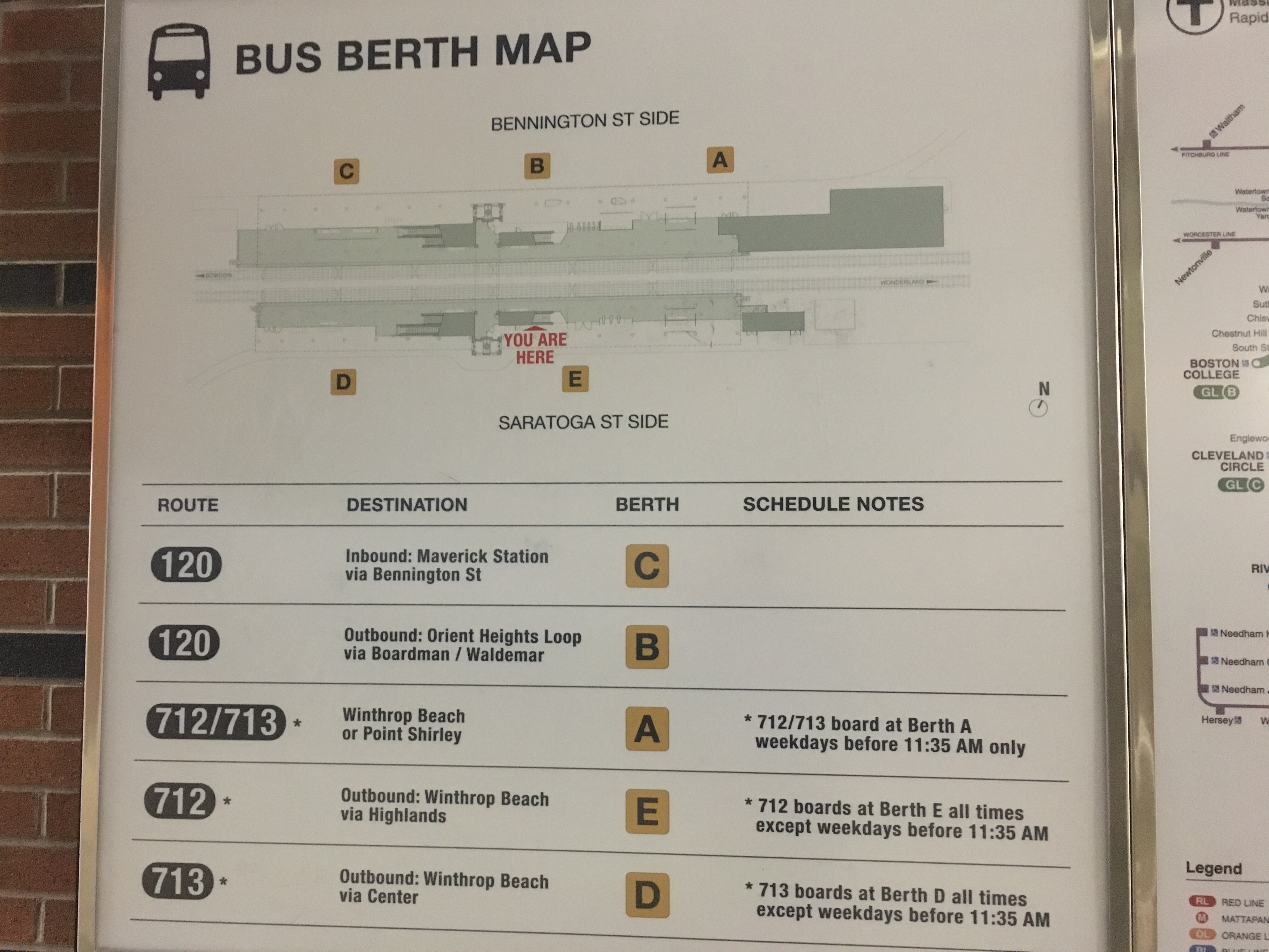 Photo of a map of bus platforms at Orient Heights